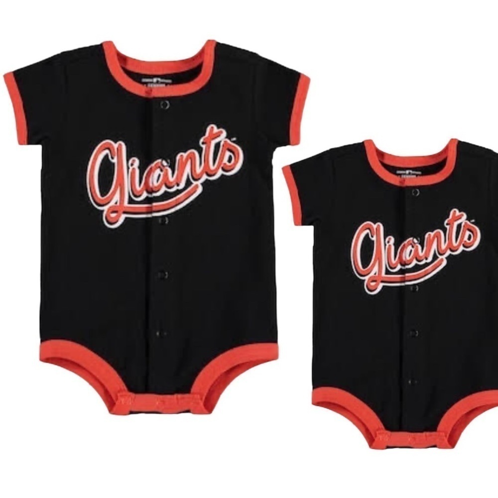 TWO MLB San Francisco Giants Infant Bundle of 2 Rompers official licensed 12 mo